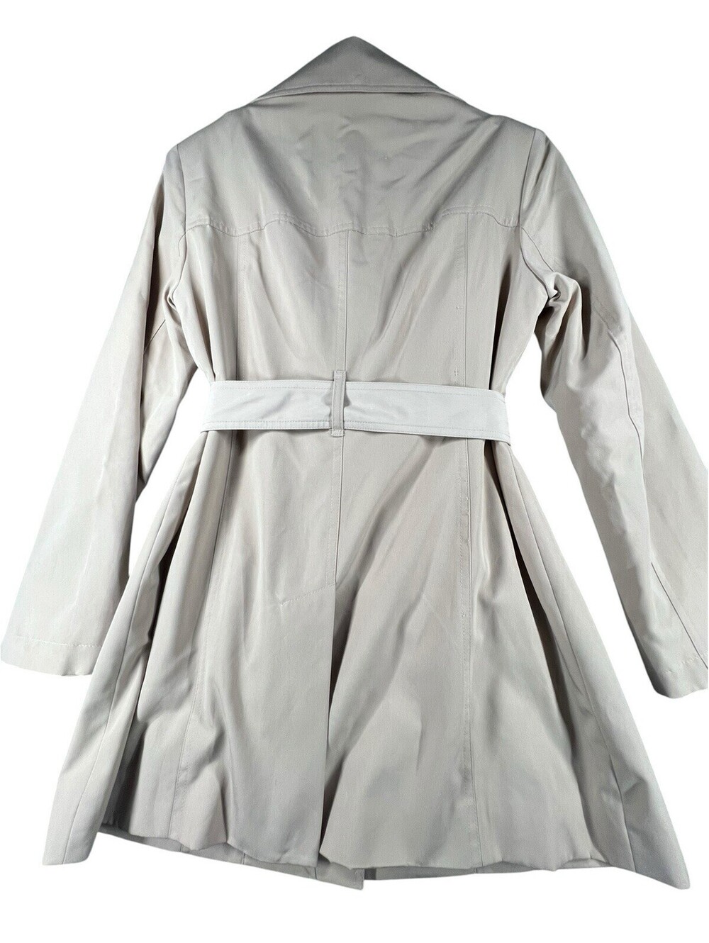 London Fog Women’s Petite Small Beige Belted Trench Coat Double Breasted - Picture 3 of 7
